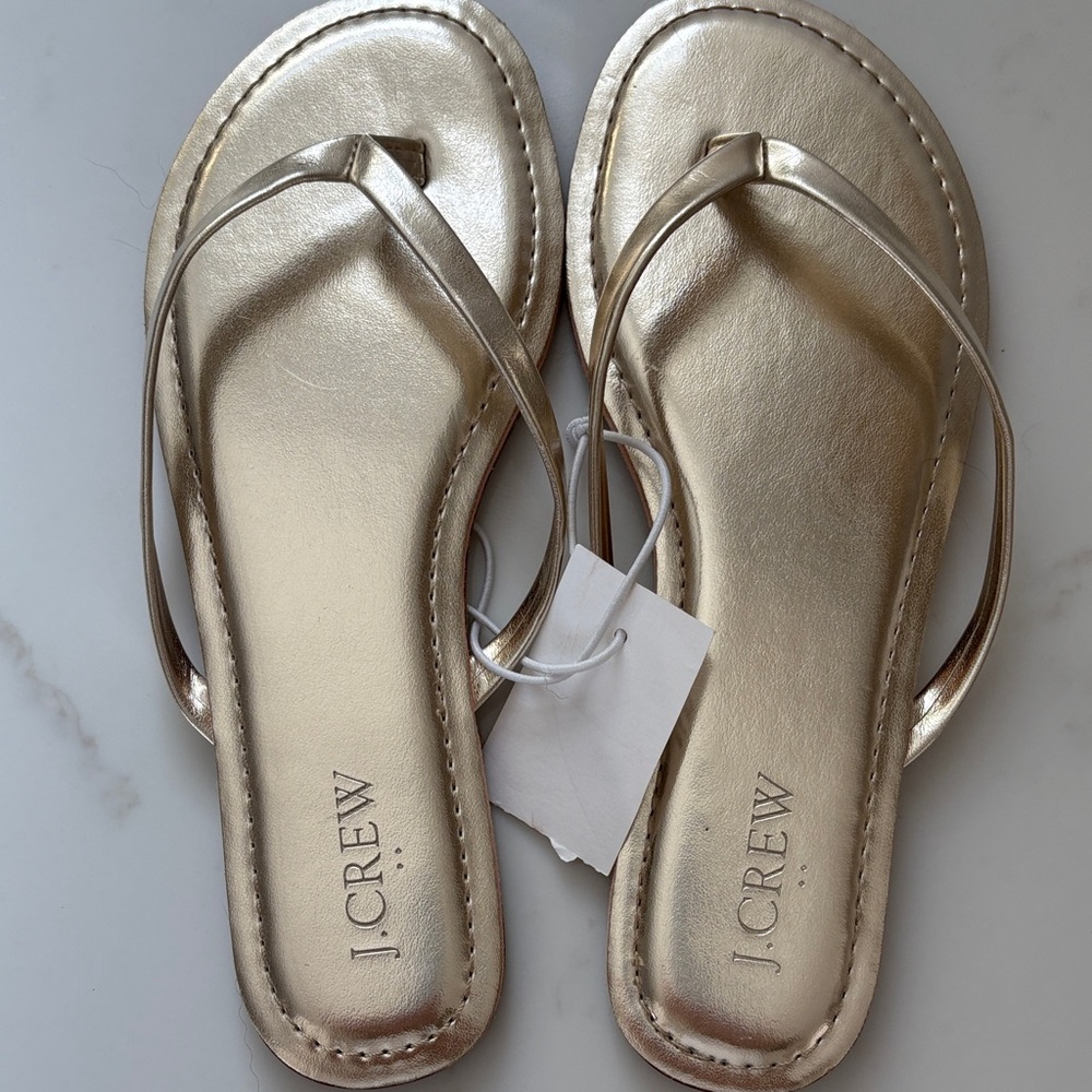 J. Crew Metallic Gold Thong Sandals